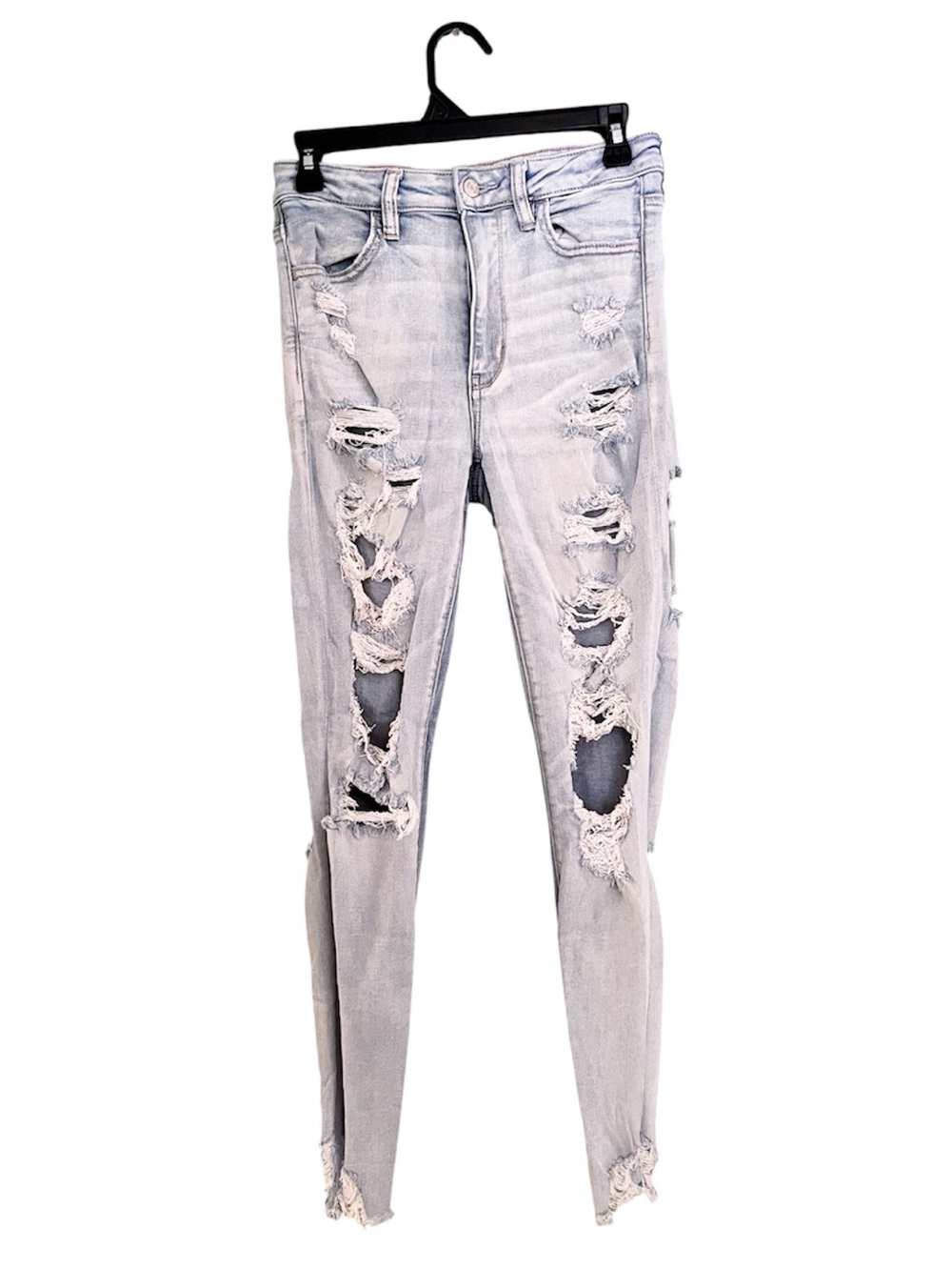 American Eagle High Waist Light Wash Distressed Skinny Jeans